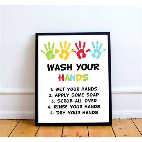 Wash Your Hands Sign Printable Kids Bathroom Art Wash - Etsy