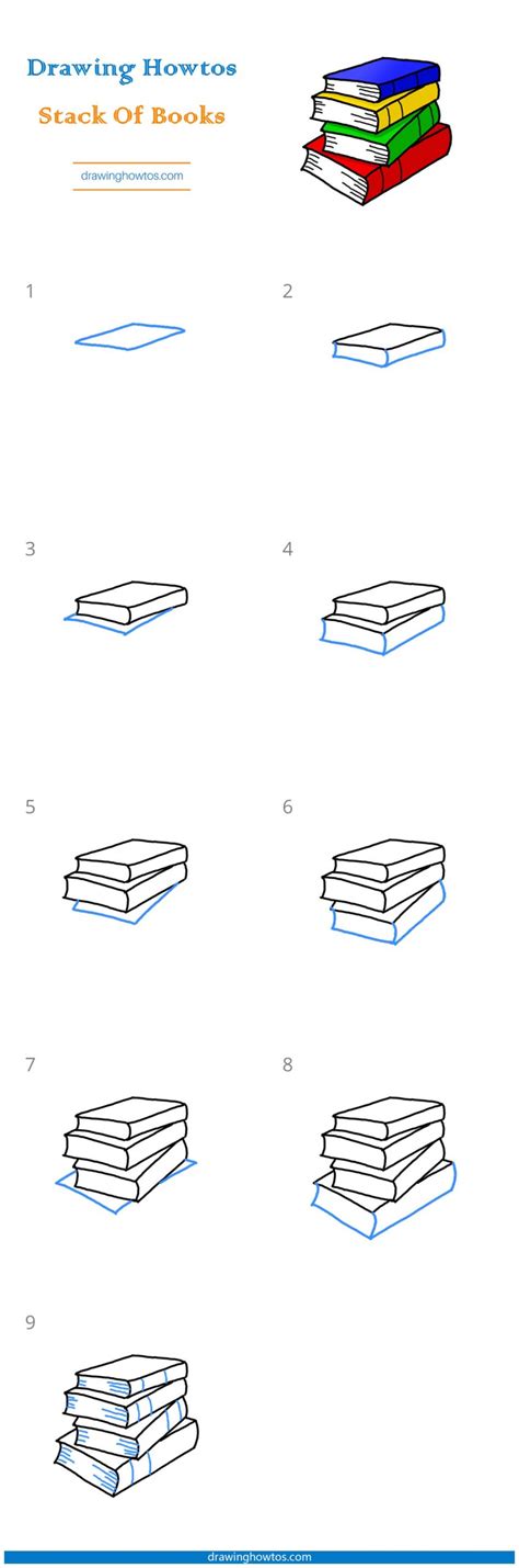 How To Draw A Stack Of Books Step By Step Easy Drawing Guides