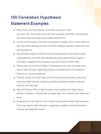 Correlation Hypothesis - 99+ Examples, PDF, Tips