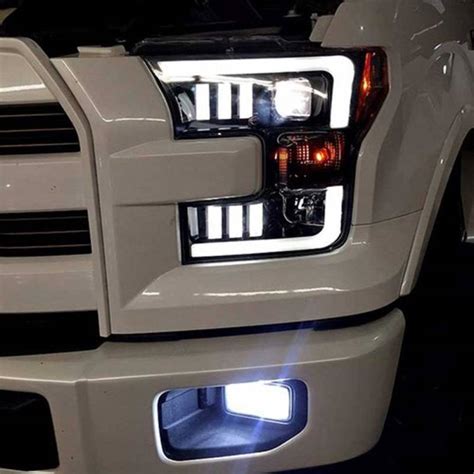 RECON Smoked Black Projector LED Headlights For 2015 2017 Ford F 150 W