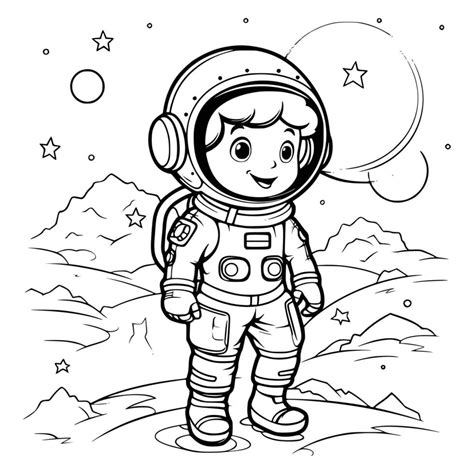 Astronaut Coloring Pages Drawing For Kids 27497655 Vector Art At Vecteezy