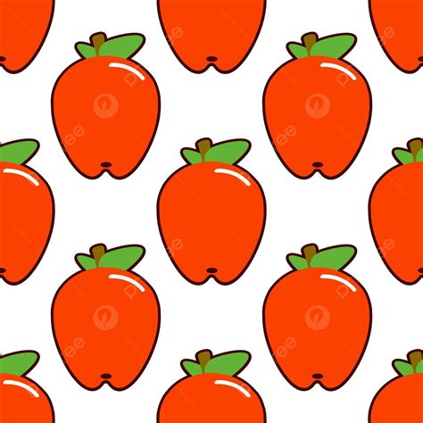 Red Apple Seamless Pattern On White Background Fruit Design In Flat