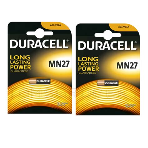 2 X Duracell Mn27 A27 V27a 8lr732 G27a Car Alarm 12v Alkaline Batteries