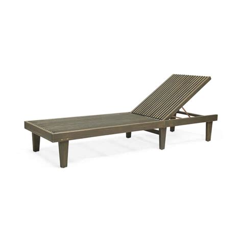 Tenleaf Gray Wood Outdoor Chaise Lounge Fcbf The Home Depot