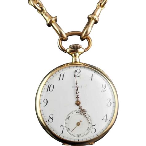 Antique 14k gold pocket watch, Moeris, open face - Gem