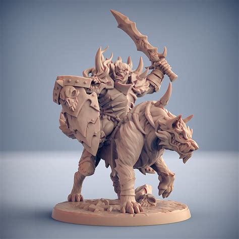 Orc Worg Rider Mini Dnd Tabletop Rpg Miniature Dandd Etsy