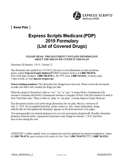 Medicare Part D 2019 Formulary Saver | PDF | Medicare (United States ...