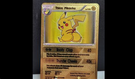 Thicc Pikachu Gold Metal Pokemon Metallic Custom Card Thunder Etsy