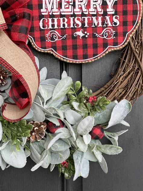 Buffalo Plaid Wreath Christmas Wreath For Front Door Merry Etsy