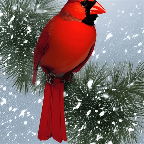 Hyper Realistic Cardinal On Clock In Snow Christmas · Creative Fabrica