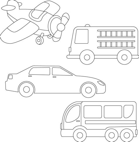 Contorno Transporte Clipart Haz En Dibujos Animados Estilo Para Niños Y