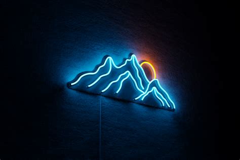 Горы и солнце - Неоновые вывески FLIX NEON