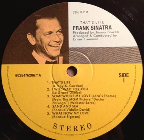 Виниловая пластинка FRANK SINATRA That s Life LP Цена 2 499 руб