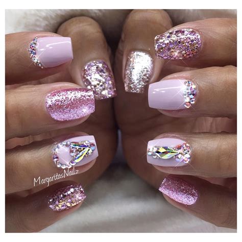 Cute Short Bling Nails Bling Nails Pink Bling Nails Pink Acrylic Nails