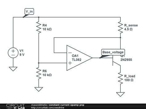 Operational Amplifier Constant Current Source Schematic