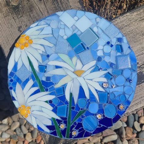 Blue And White Mosaic Stepping Stone