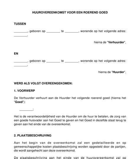 Verkoop Kontrak Voorbeeld