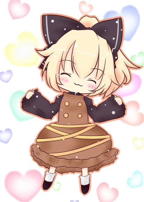 Safebooru 3 Arms Up Blonde Hair Blush Bow Chibi Closed Eyes Dress