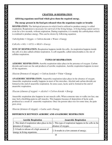 Class 7 Science Notes For Respiration In Organisms