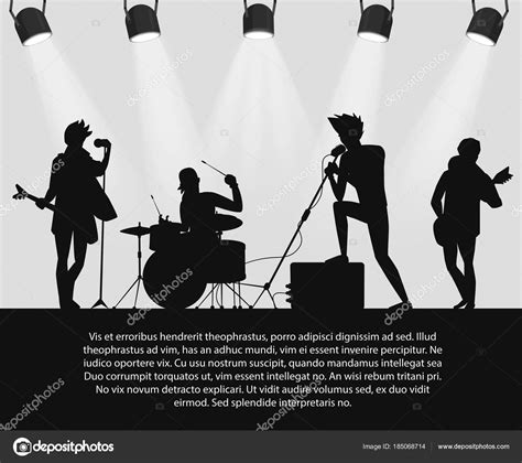 Rock band silhouette on stage with text place. — Stock Vector ...