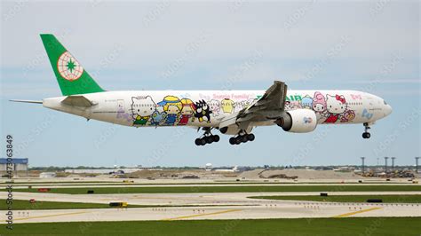 Eva Air Boeing 777 Airplane With Special Sanrio Hello Kitty Livery