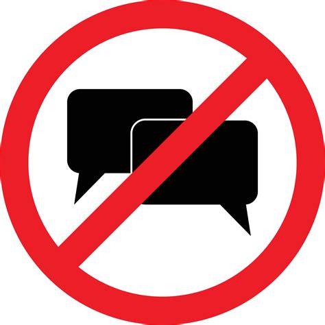 No talking sign . Stop talking sign . No chat icon . Vector ...