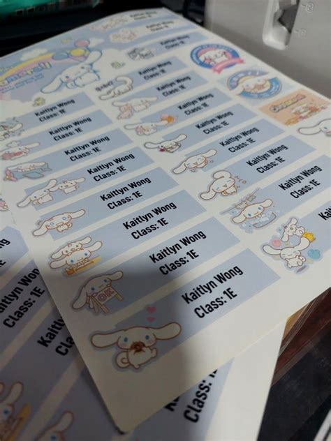 Cute Name Stickers Printing - Cinnamoroll, Hobbies & Toys, Stationery ...