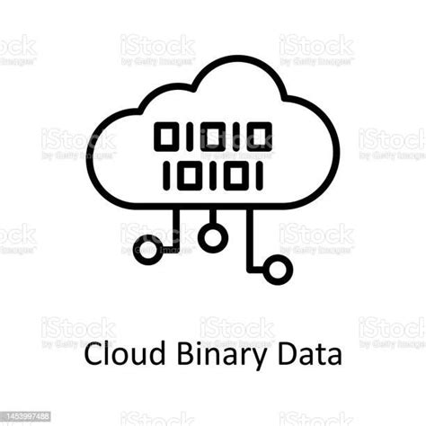 클라우드 바이너리 데이터 벡터 개요 아이콘 디자인 그림입니다 비즈니스 및 데이터 관리 기호 흰색 배경 Eps 10 파일 개념에