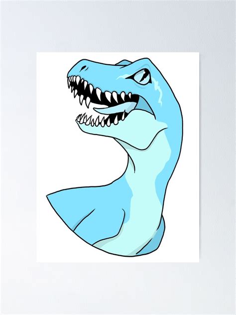 Blue Raptor Classic Jurassic Dinosaur Poster For Sale By Moosecanoe32 Redbubble