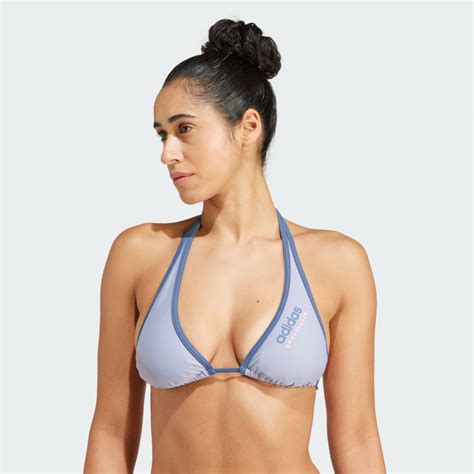 Adidas Padded Sportswear Neckholder Bikini Silver Violet Pink Spark