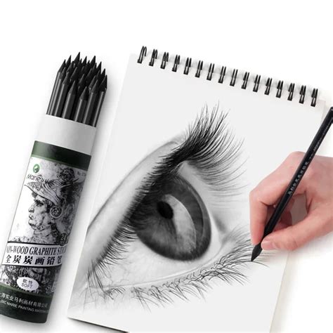 Topincn Plein Crayon Artiste Sans Bois Charbon De Bois Pour Dessin