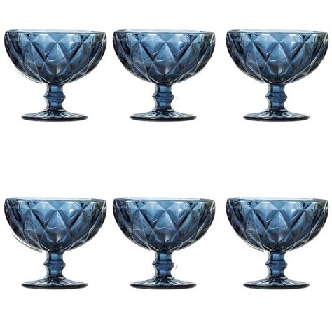 Jogo De Taças Para Sobremesa Lyor Diamond 6 Peças 310ml Azul Leroy Merlin