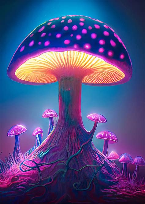 Purple Magic Mushroom Poster Picture Metal Print Paint By Venmile