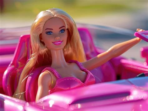 Barbie Doll In Pink Car Premium Ai Generated Image