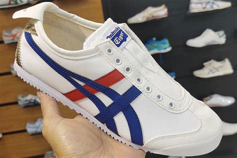 Onitsuka Tiger White Tuna Blue Red Mexico 66 Slip On Shoes