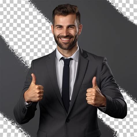 Premium Psd A Man In A Suit Giving The Thumbs Up Sign