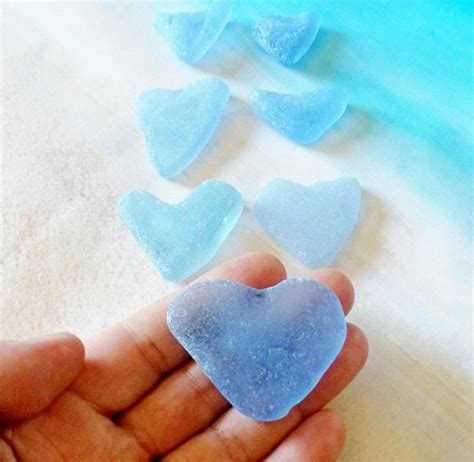 Heart Shaped Sea Glass Genuine Sea Glass Heart Cornflower Bl Inspire Uplift