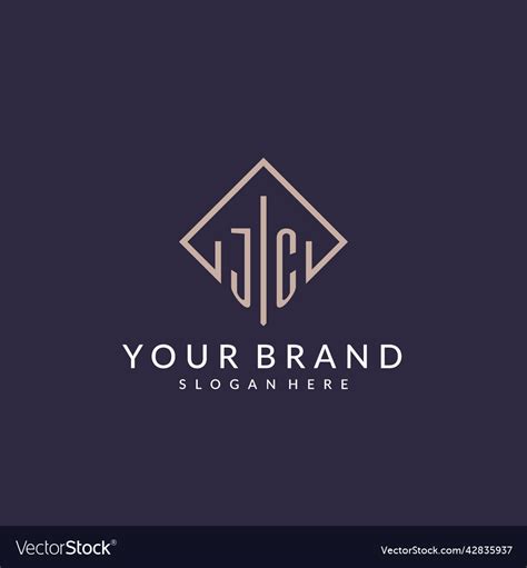 Jc Initial Monogram Logo With Rectangle Style Vector Image