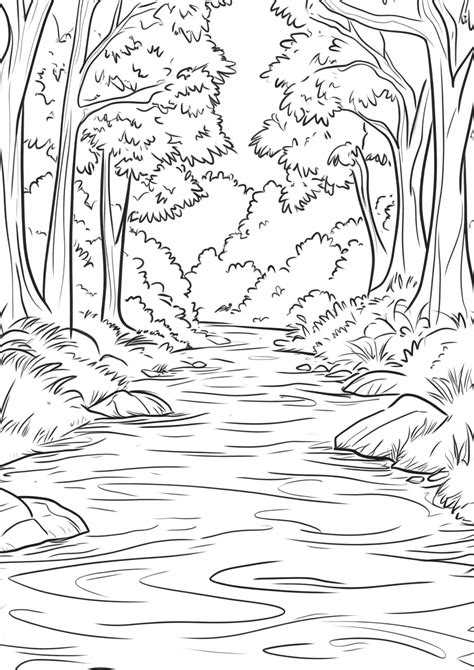 Desenho De Rio Limpo Para Colorir - Desenho de Rio para Colorir: 12 Páginas Mágicas para Pequenos Artistas!