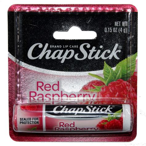 Chapstick 1 Stick Red Raspberry Flavored Lip Balm Lip Care Carded 0 15 Oz