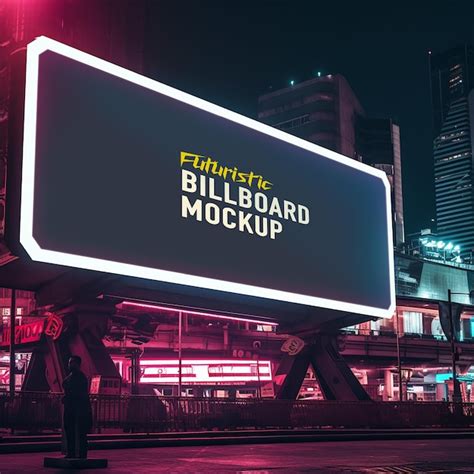 Premium Psd Futuristic City With Billboard Mockup