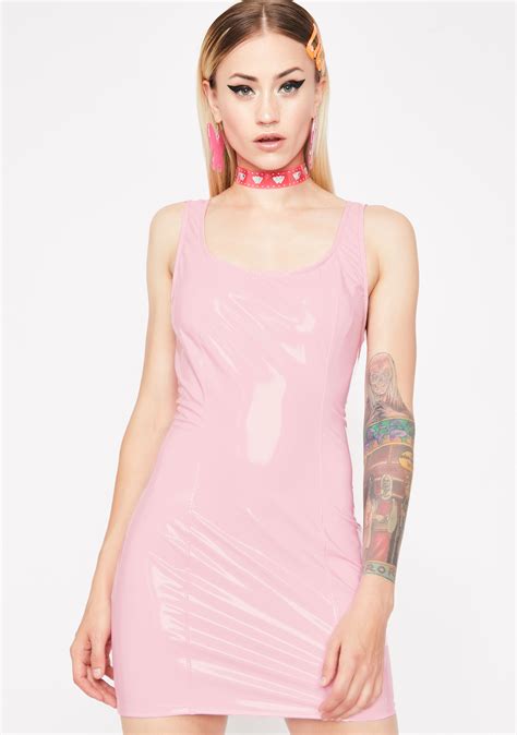 Pink Vinyl Bodycon Mini Dress Dolls Kill