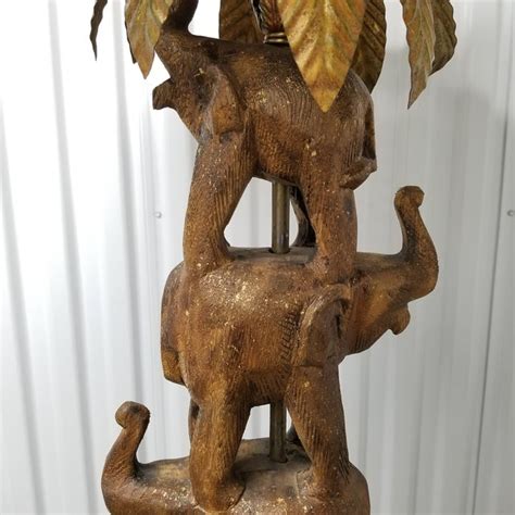 1980s Frederick Cooper Carved Stacked Elephant Totem Floor Lamp Chairish