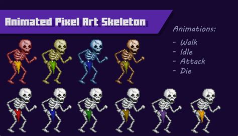 Animated Pixel Art Skeleton | GameDev Market