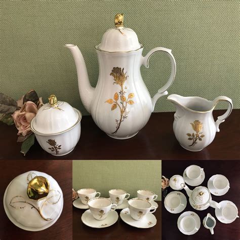 Vintage Wunsiedel Tea Set Gold Gilt Rose Pattern Bavaria Etsy