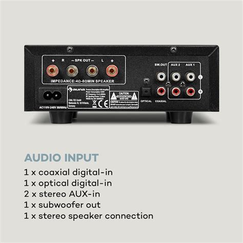 Stereofoniczny Wzmacniacz Hifi Dg X W Rms Bt Usb