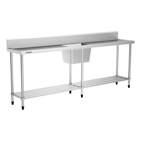 Stainless Steel Sink Bench 2400 x 450 Center Bowl - Flatpack Stainless