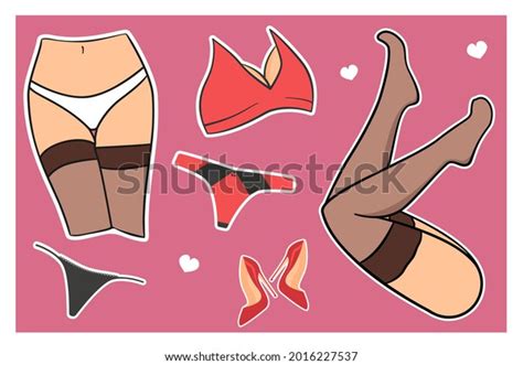 Sticker Pack Woman Legs Panties Stockings Stock Vector Royalty Free