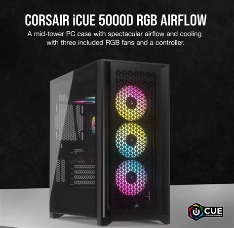 Corsair Icue 5000d Rgb High Airflow 3x Af120 Rgb Elite Fan Lighting