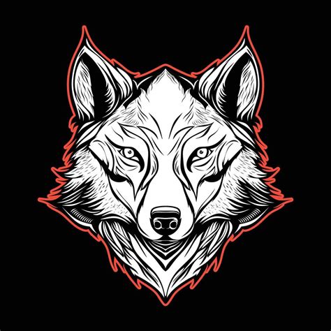 Black And White Wolf Head Vector 21007896 Vector Art At Vecteezy